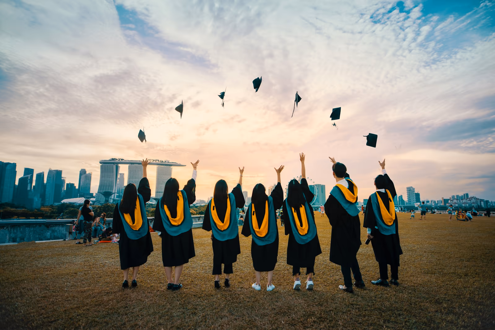 Modern Chinese university campus with students walking